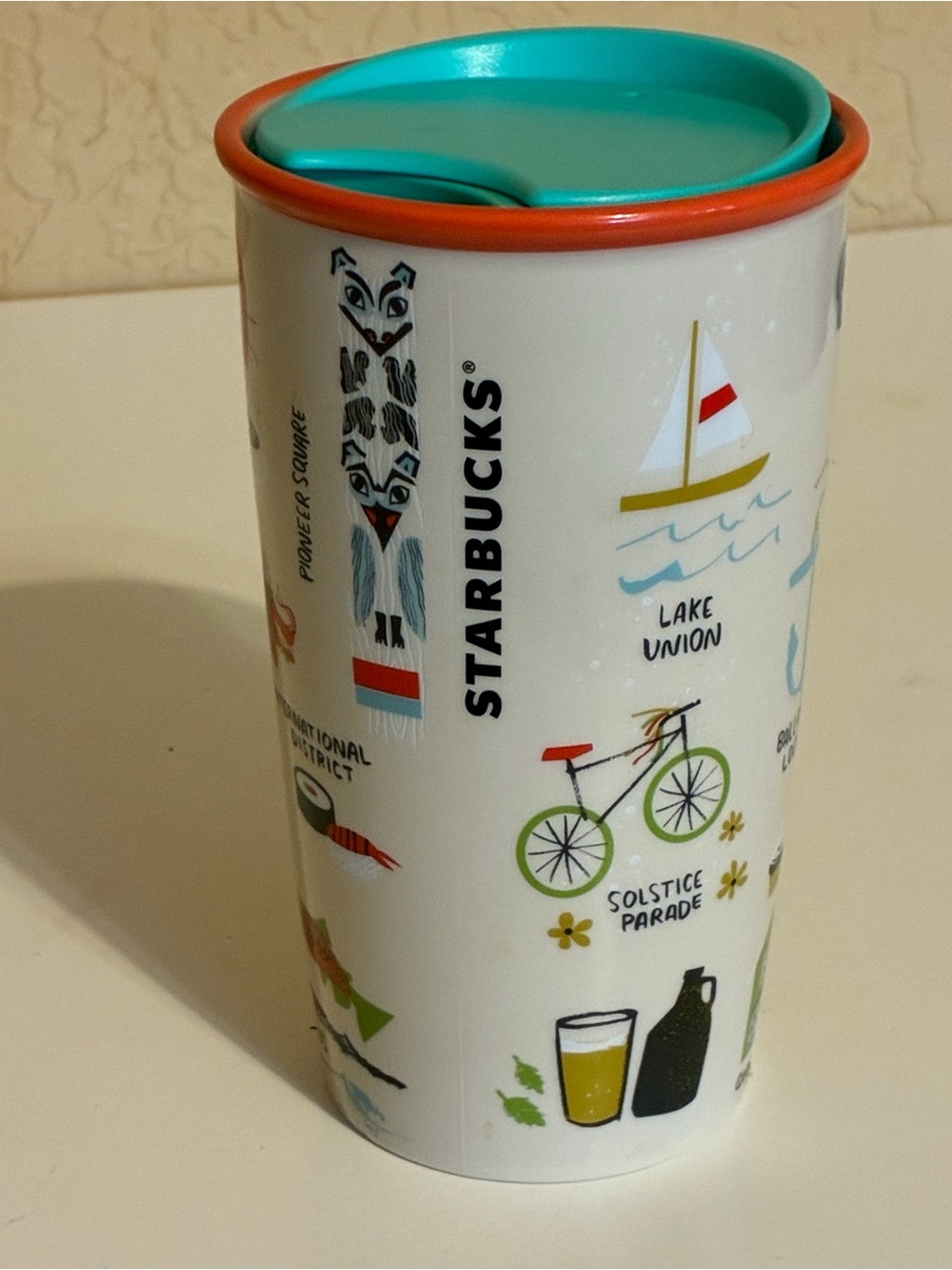 Starbucks SEATTLE Washington Local Landmark Series Ceramic Travel Tumbler 12 oz - Picture 3 of 12